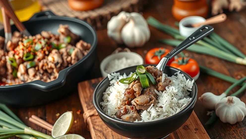 Asiatisk köttfärs med ris hemma